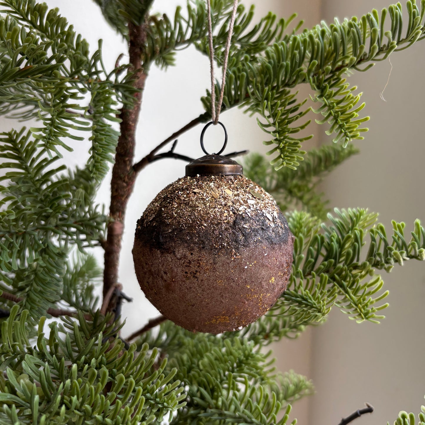 Textured Mica Flake Glass Ornament