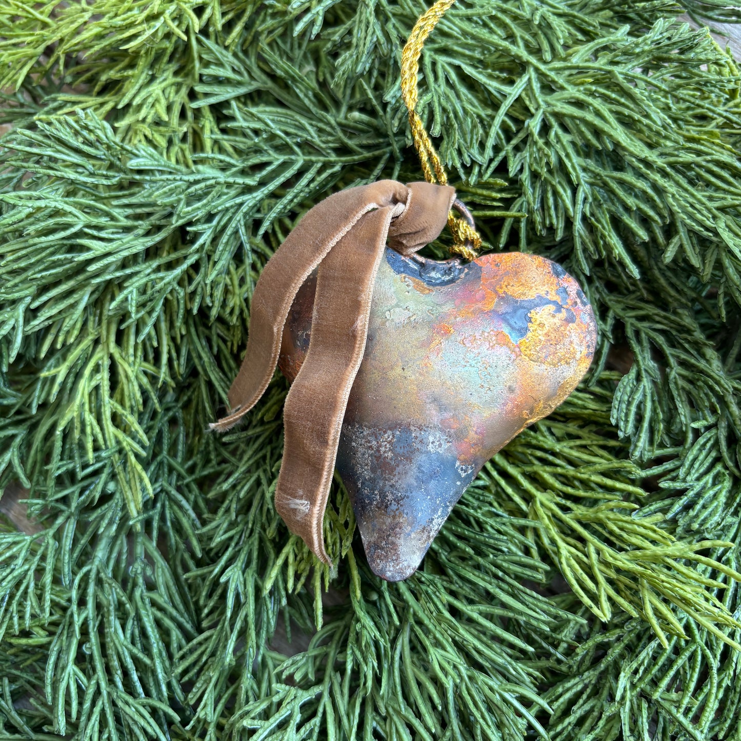 Metal Heart Shaped Bell Ornament