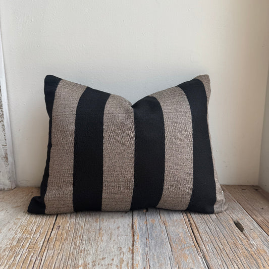 Black & Taupe Striped Pillow Cover - 13 x 18