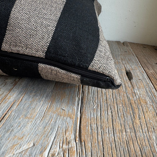 Black & Taupe Striped Pillow Cover - 13 x 18