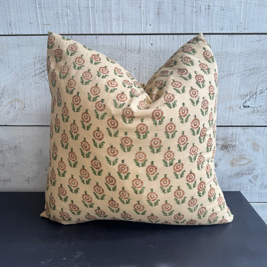 Block Print Pillow Cover w/ Black Zipper - 24 x 24