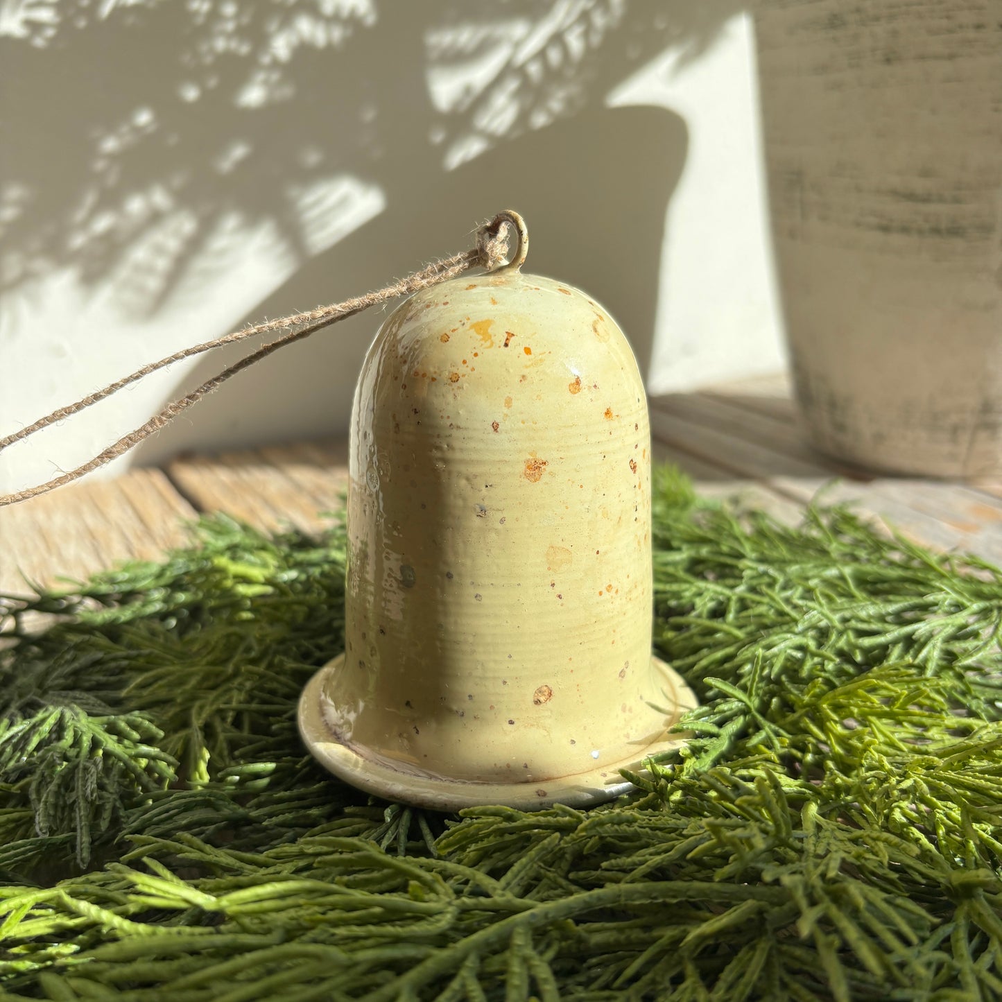 Vintage Style Enamelled Bell - Cream