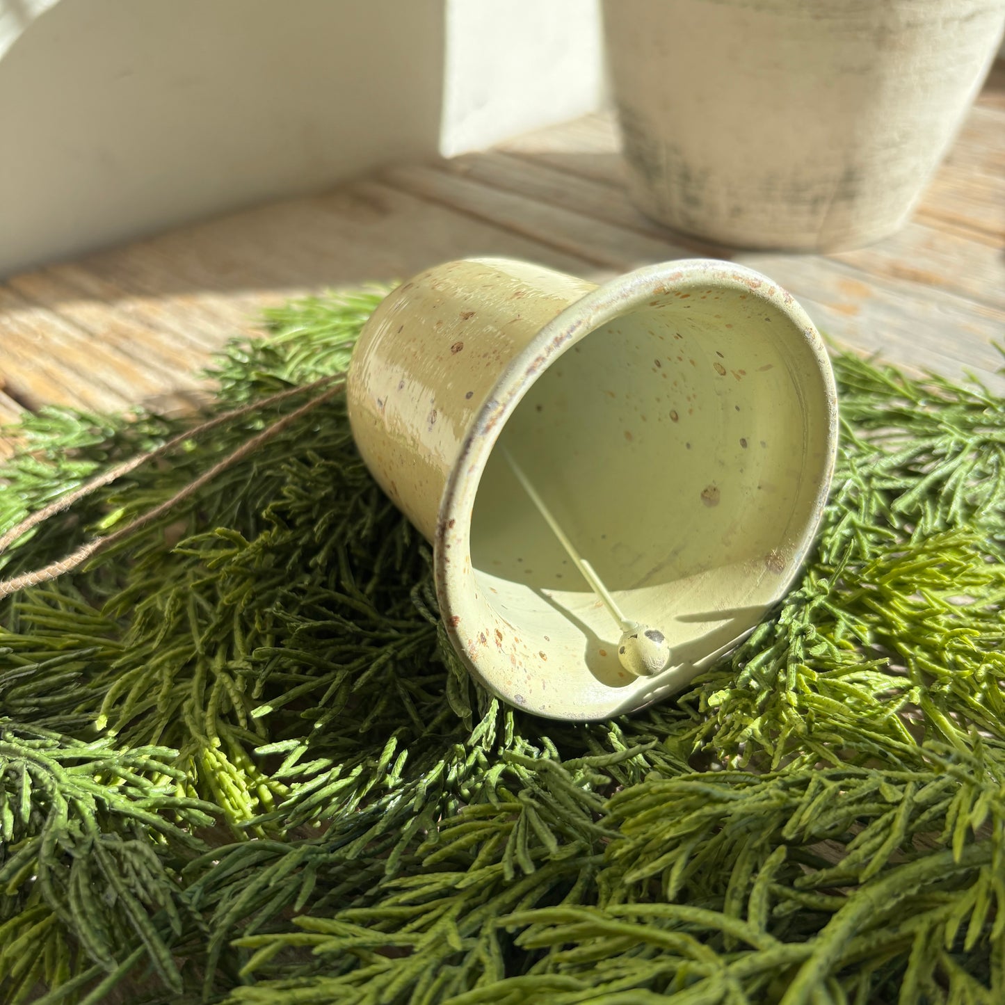 Vintage Style Enamelled Bell - Cream