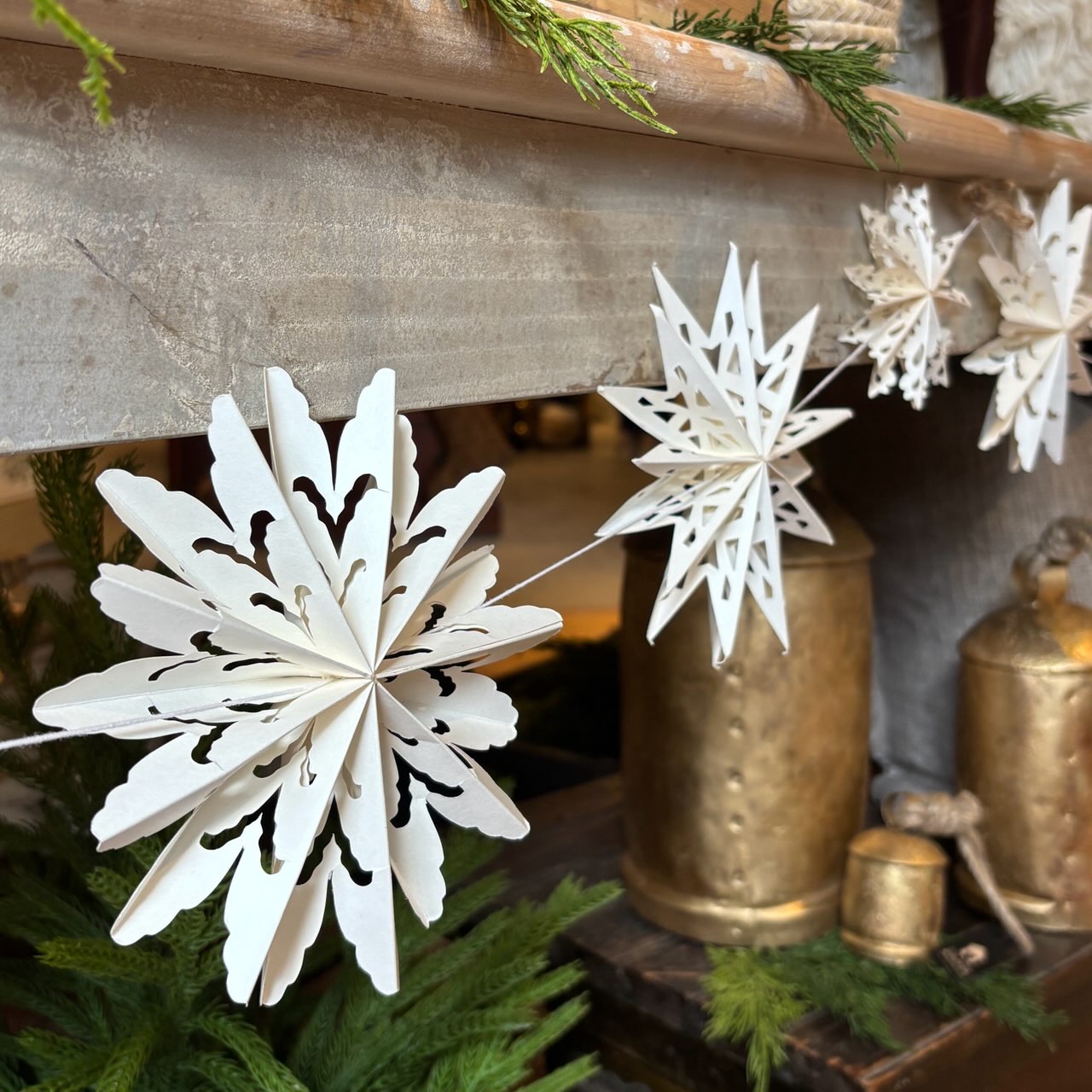 Recycled Paper Folding Snowflake Garland