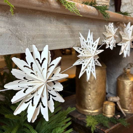 Recycled Paper Folding Snowflake Garland
