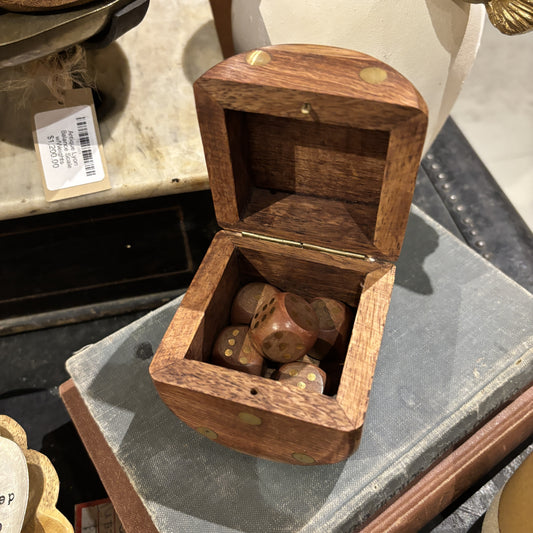 Mango Wood Dice w/ Brass Details