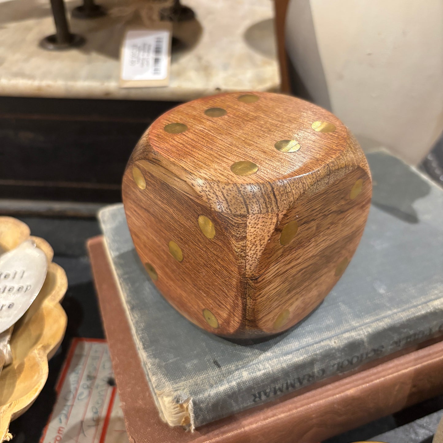 Mango Wood Dice w/ Brass Details