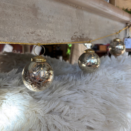 Etched Snowflake Mercury Glass Ball Garland