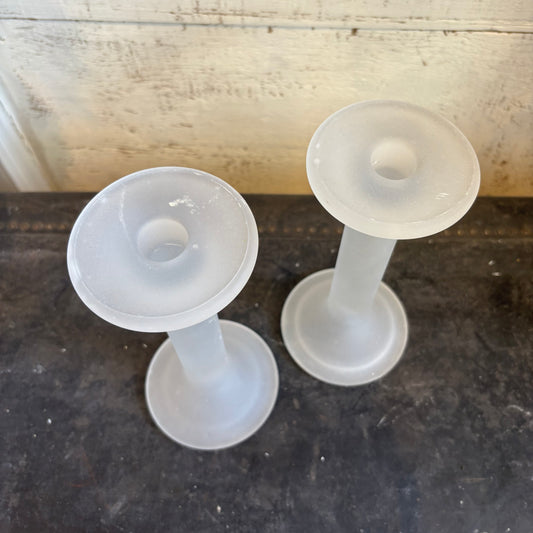Frosted Glass Candle Holders