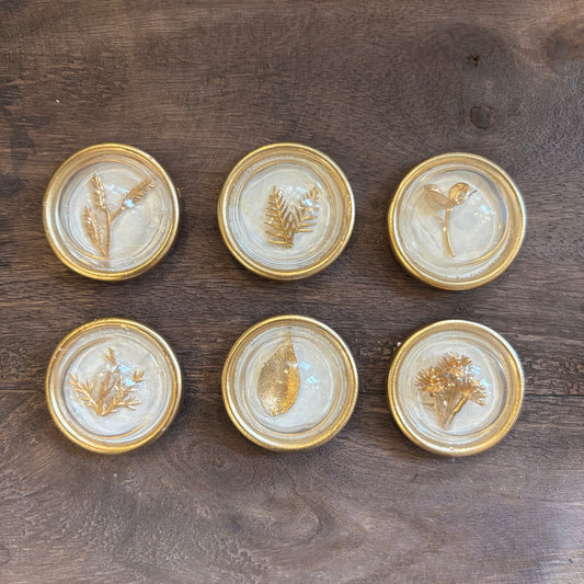 Gold Metal Magnets w/Gold Greenery