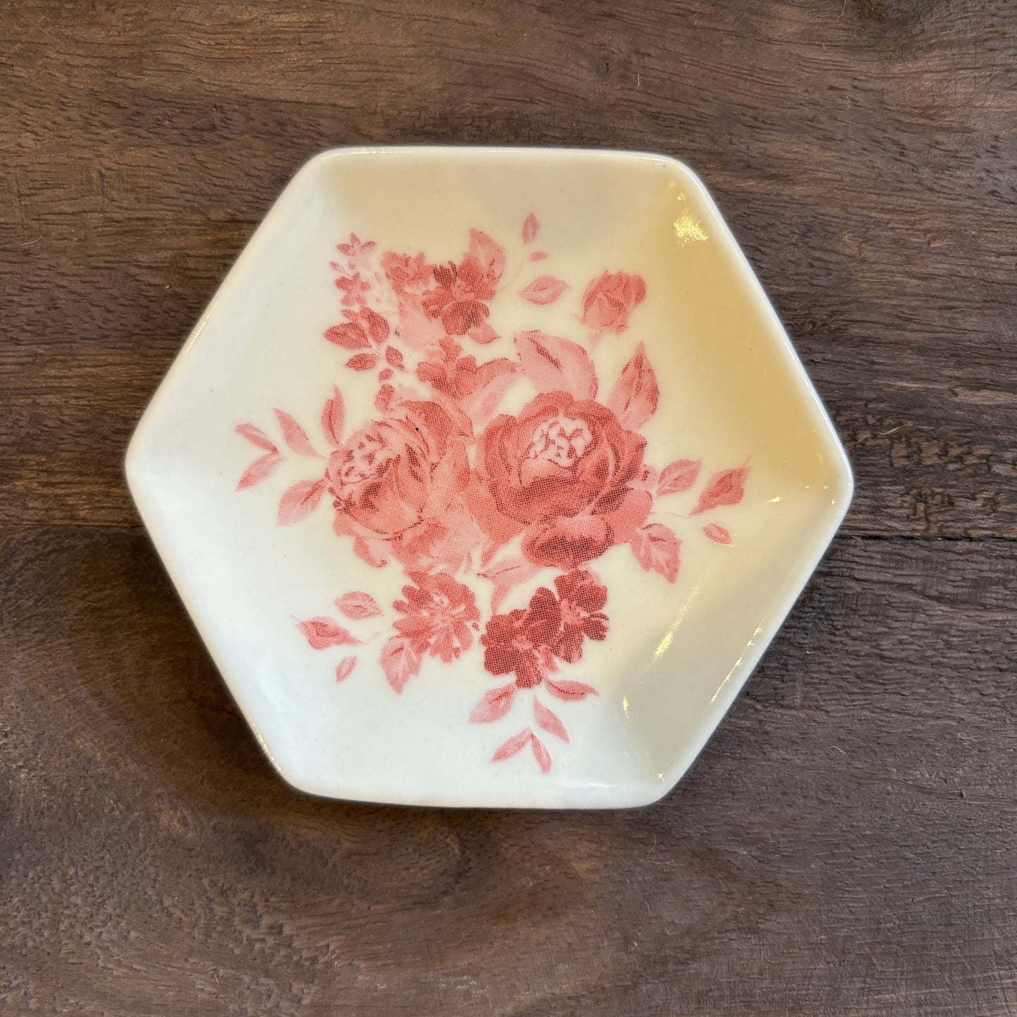 Stoneware Plate Shaped Magnet w/Flowers