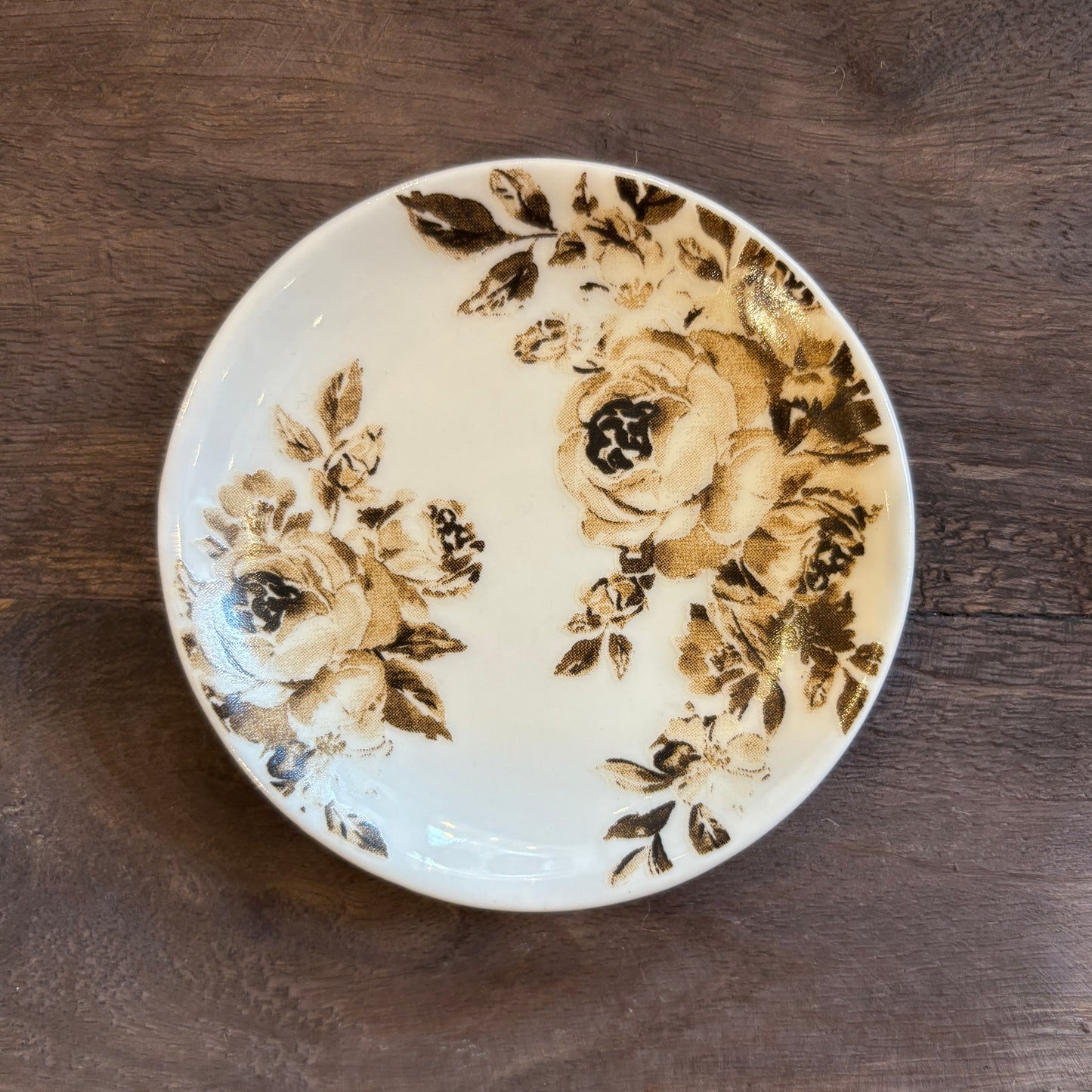 Stoneware Plate Shaped Magnet w/Flowers