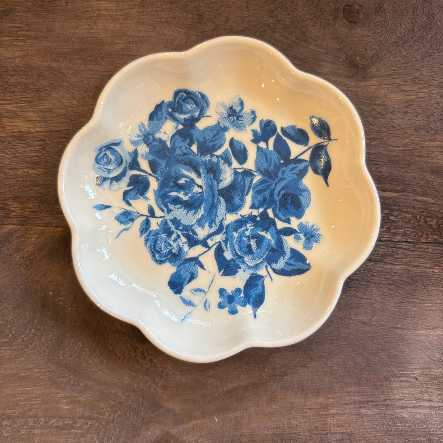 Stoneware Plate Shaped Magnet w/Flowers