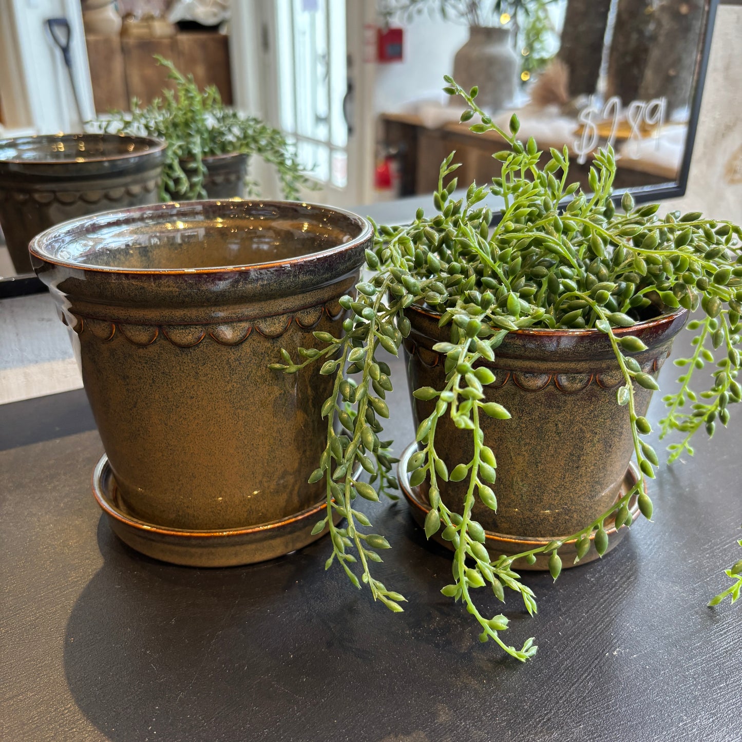 Scallop Detail Planter w/ Saucer