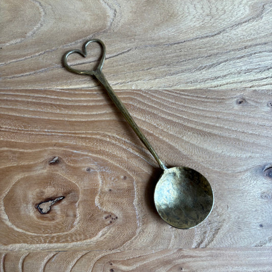 Hammered Iron Heart Spoon- Antique Brass