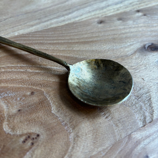 Hammered Iron Heart Spoon- Antique Brass