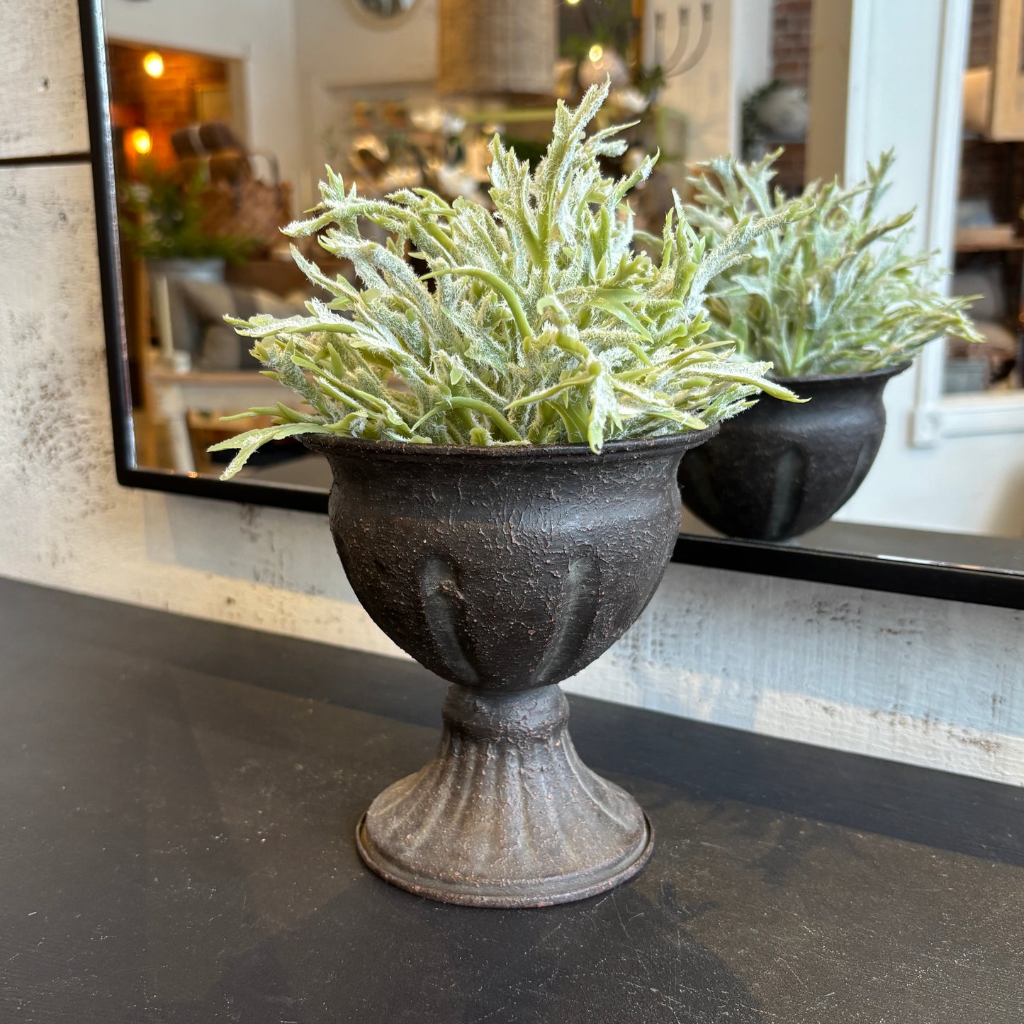 Antiqued Black Iron Chalice Vase