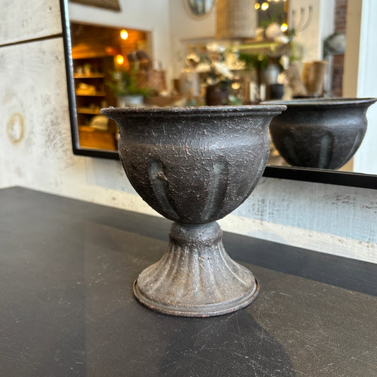 Antiqued Black Iron Chalice Vase