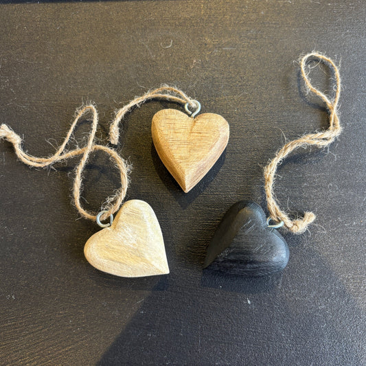 Mango Wood Heart Ornament