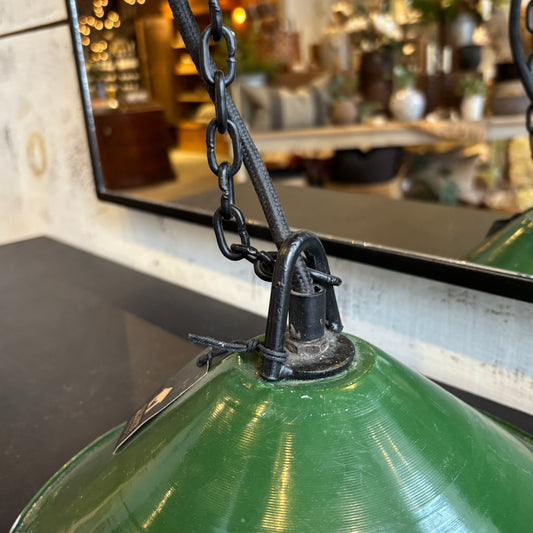 Found Metal Pendant Lamp- Green