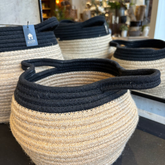 Jute Belly Basket - Natural/Black