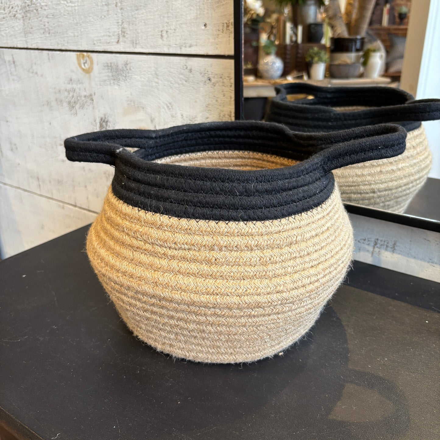 Jute Belly Basket - Natural/Black