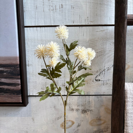 Faux Pom Pom Floral Stem - Cream
