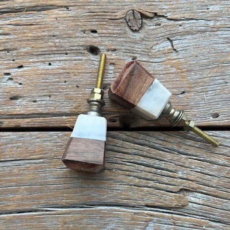 Knob: Square Wood Marble