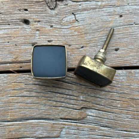 Knob: Black Gold Square