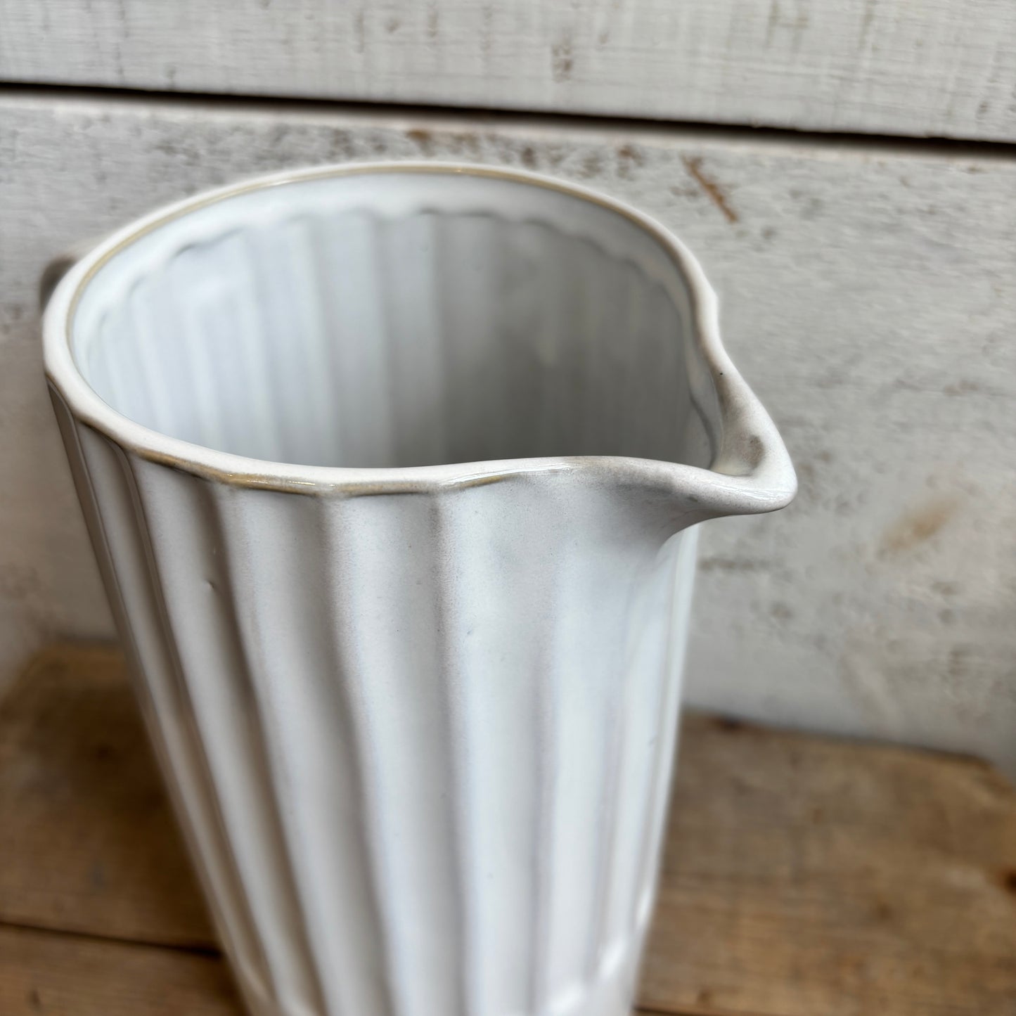 Ribbed Stoneware Quart Pitcher