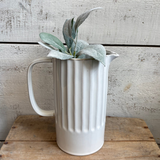 Ribbed Stoneware Quart Pitcher