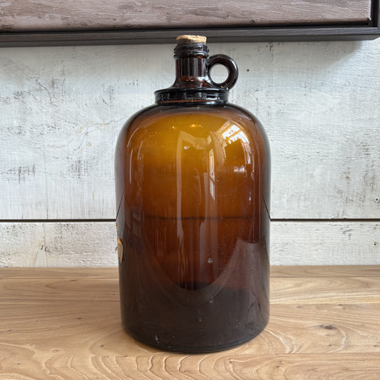 Vintage Brown Glass Jug w/ Cork