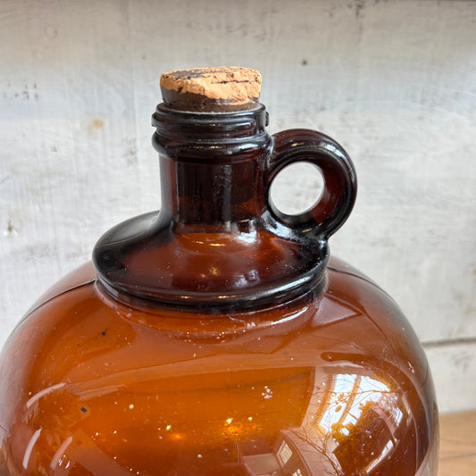Vintage Brown Glass Jug w/ Cork