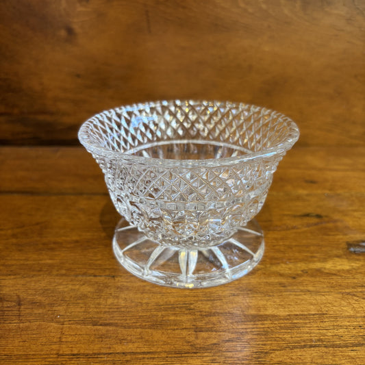 Vintage Crystal Footed Bowl w/ Oval Band Design