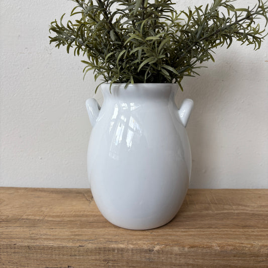 White Ceramic Handled Vase