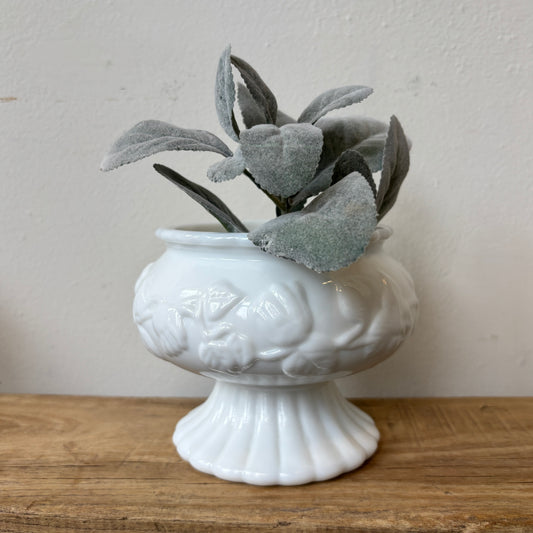 Vintage Milk Glass Footed Planter - Tulip Design