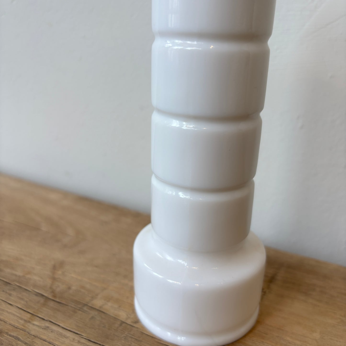 Vintage Milk Glass Bud Vase - Stacked Line Design SM
