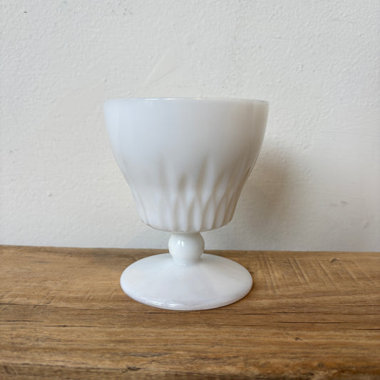 Vintage Milk Glass Goblet w/ Starburst Detail