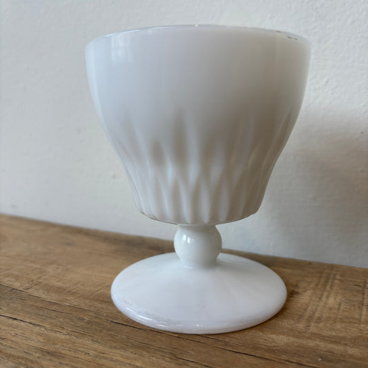 Vintage Milk Glass Goblet w/ Starburst Detail