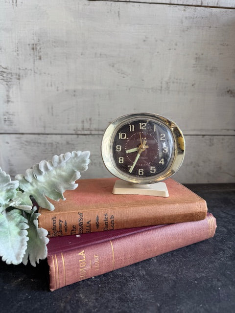 Vintage Baby Ben Alarm Clock - Silver/Cream
