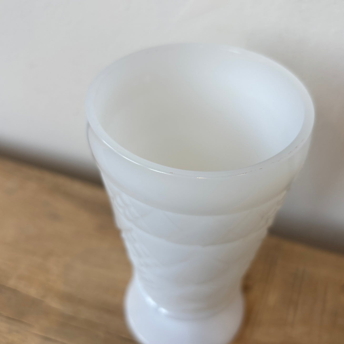 Vintage Milk Glass Ice Cream Goblet - Diamond Design