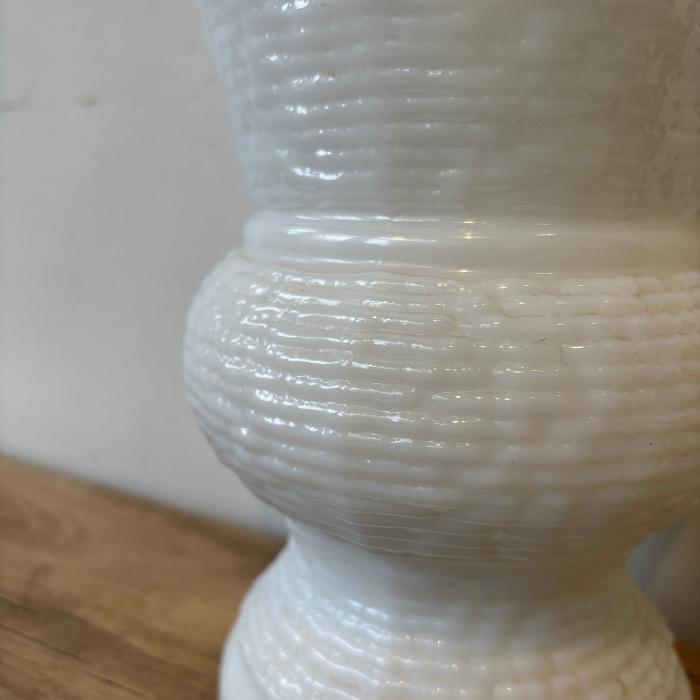Vintage Milk Glass Textured Vase - LG