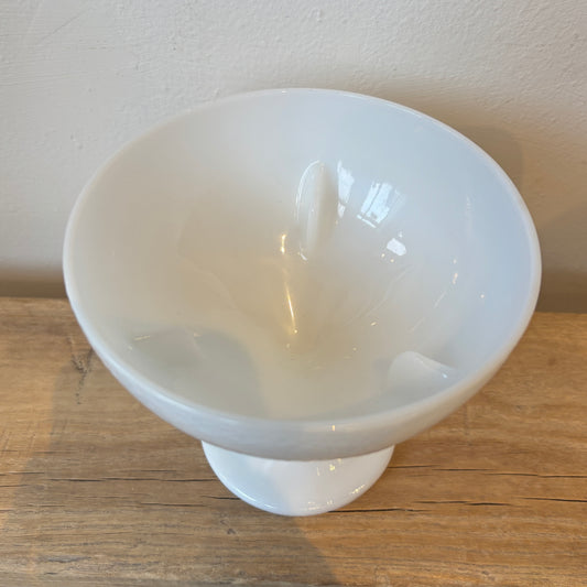 Vintage Milk Glass Footed Candy Dish - Textured Detail