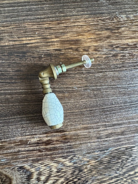 Knob: Drop Style - Brass/Cream Crackle
