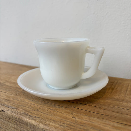 Vintage Milk Glass Mini Tea Cup & Saucer Set