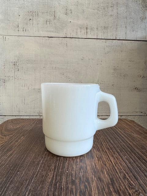 Vintage Milk Glass Mug w/ Mini Silver Spoon