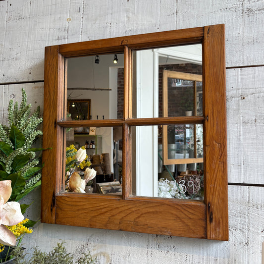 Vintage Pine Window Frame Mirror - SM