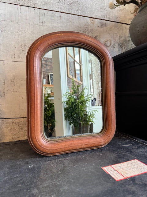 Vintage Rounded Wooden Mirror
