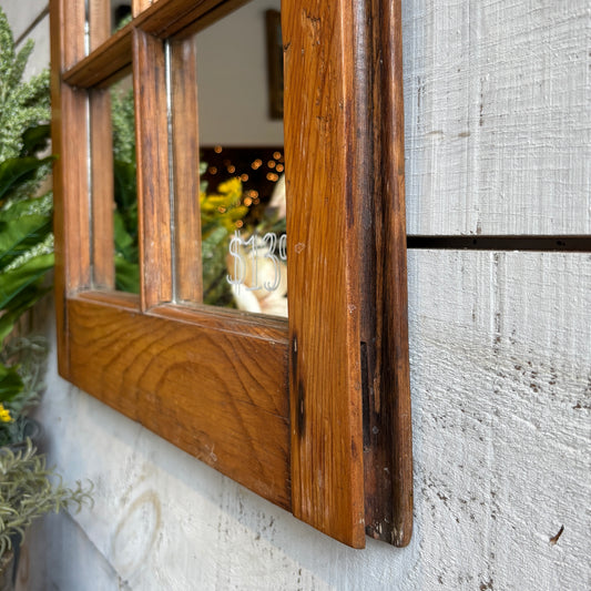 Vintage Pine Window Frame Mirror - SM