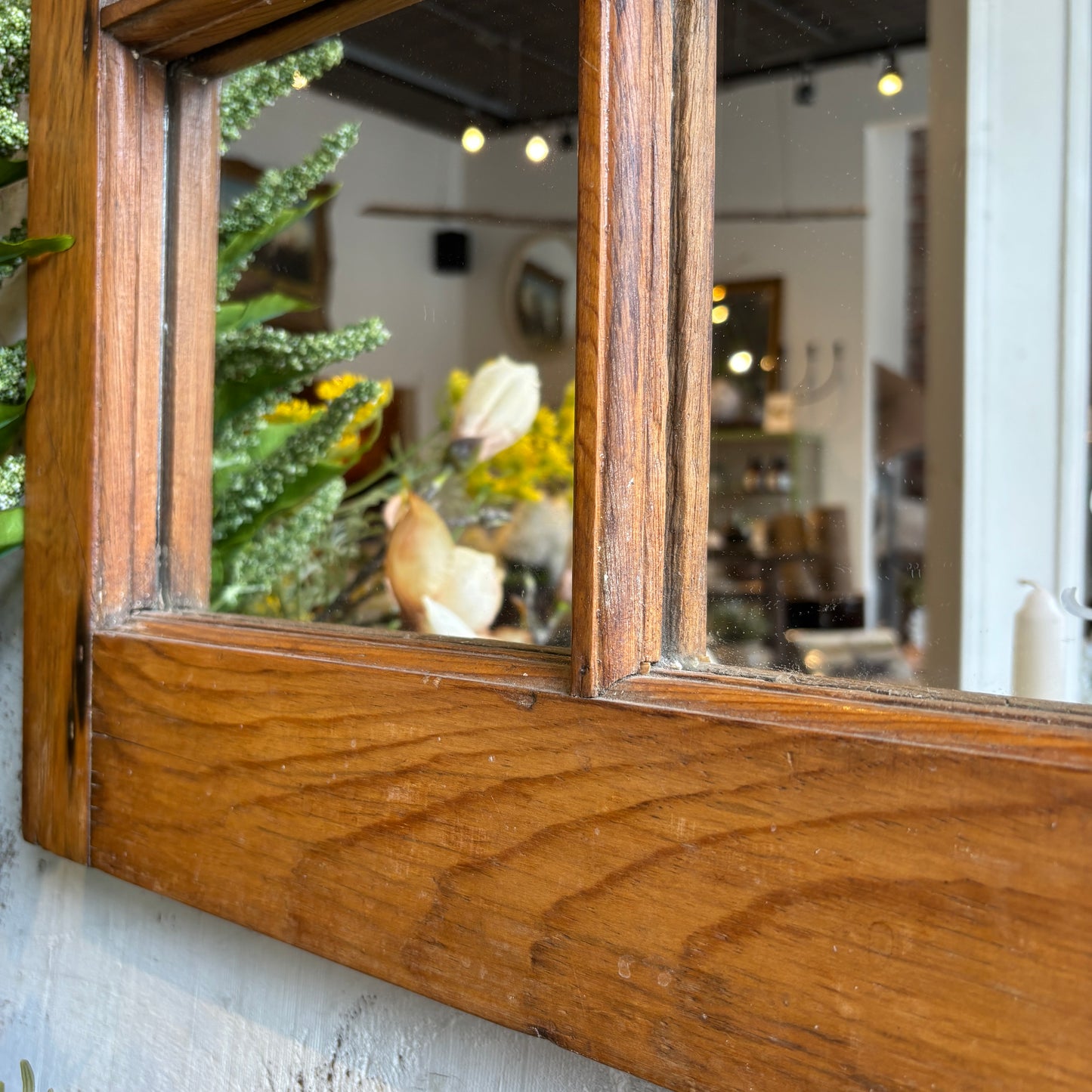 Vintage Pine Window Frame Mirror - SM